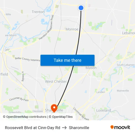 Roosevelt Blvd at Cinn-Day Rd to Sharonville map