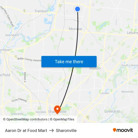 Aaron Dr at Food Mart to Sharonville map