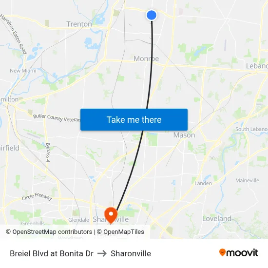 Breiel Blvd at Bonita Dr to Sharonville map
