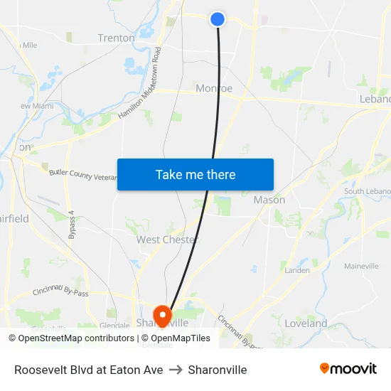 Roosevelt Blvd at Eaton Ave to Sharonville map