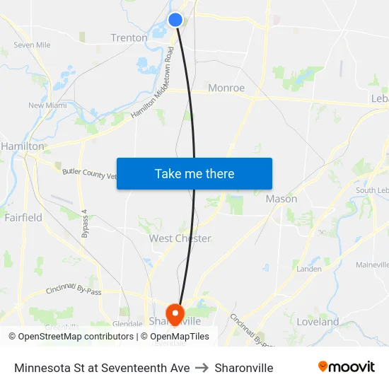 Minnesota St at Seventeenth Ave to Sharonville map