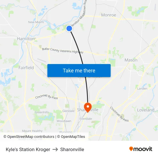Kyle's Station Kroger to Sharonville map