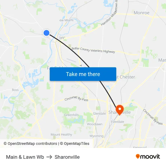 Main & Lawn Wb to Sharonville map