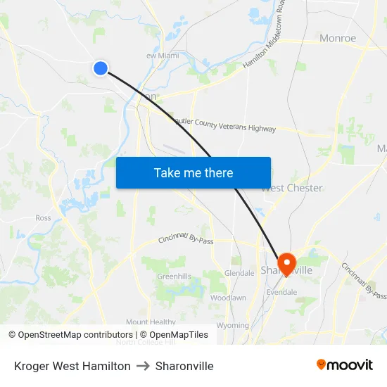 Kroger West Hamilton to Sharonville map