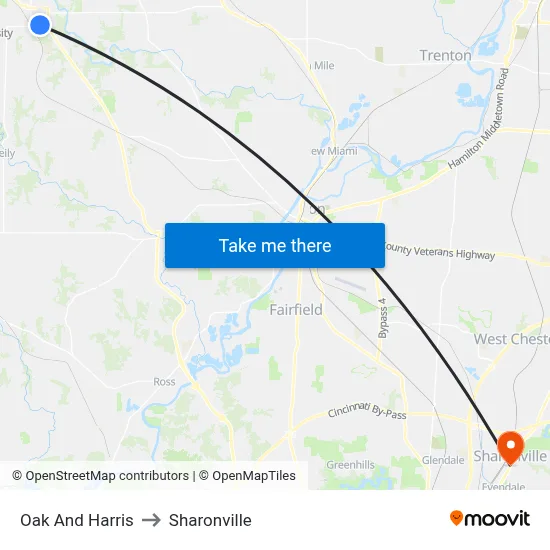 Oak And Harris to Sharonville map