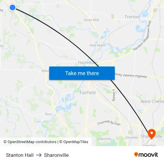 Stanton Hall to Sharonville map