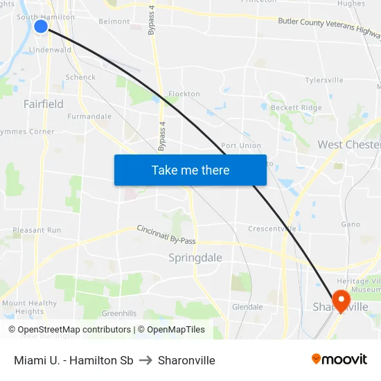 Miami U. - Hamilton Sb to Sharonville map