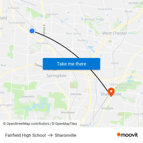 Fairfield High School to Sharonville map