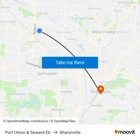 Port  Union & Seward Eb to Sharonville map