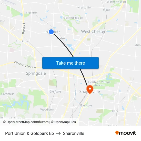Port Union & Goldpark Eb to Sharonville map
