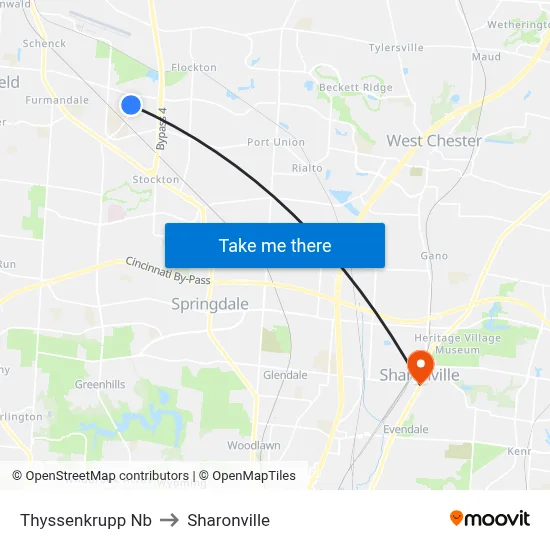 Thyssenkrupp Nb to Sharonville map