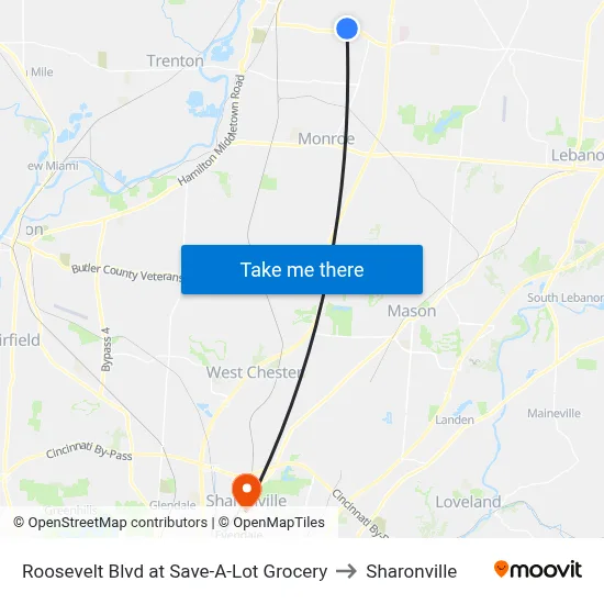Roosevelt Blvd at Save-A-Lot Grocery to Sharonville map