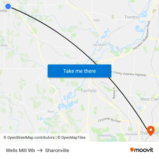 Wells Mill Wb to Sharonville map