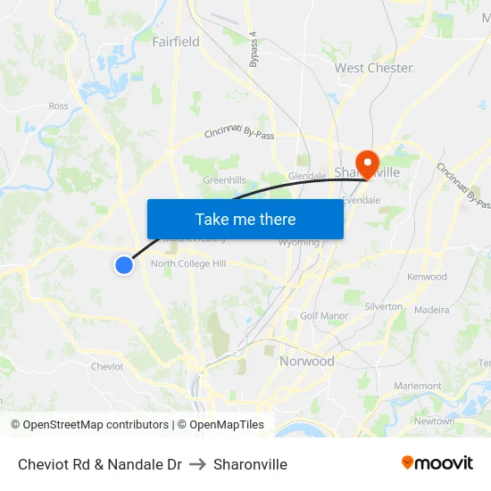 Cheviot Rd & Nandale Dr to Sharonville map