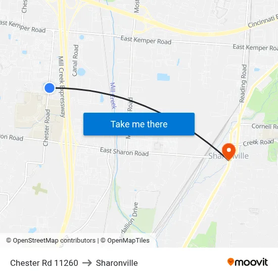 Chester Rd 11260 to Sharonville map