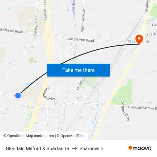 Glendale Milford & Spartan Dr to Sharonville map