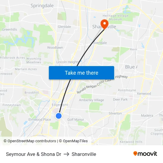 Seymour Ave & Shona Dr to Sharonville map