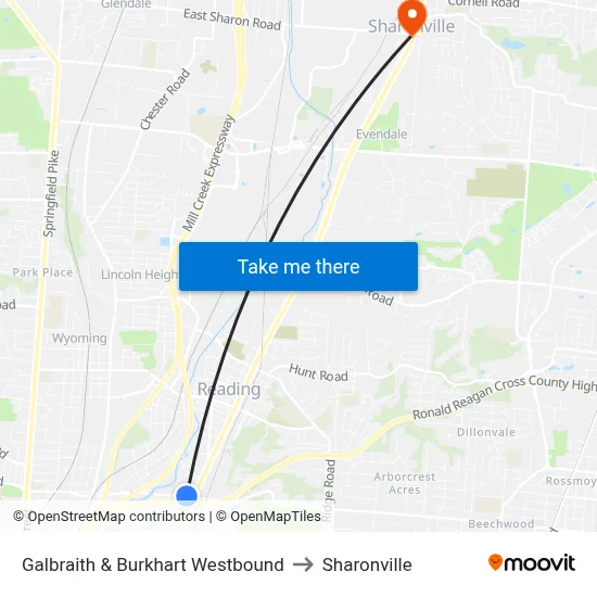 Galbraith & Burkhart Westbound to Sharonville map