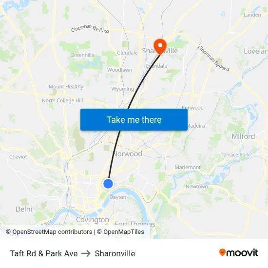 Taft Rd & Park Ave to Sharonville map