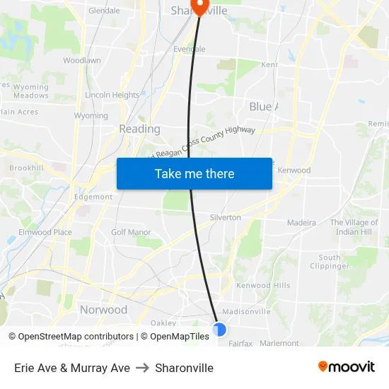 Erie Ave & Murray Ave to Sharonville map