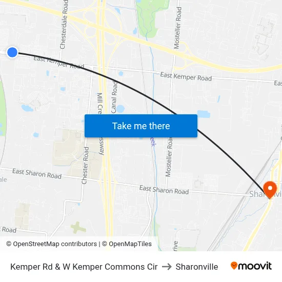 Kemper Rd & W Kemper Commons Cir to Sharonville map