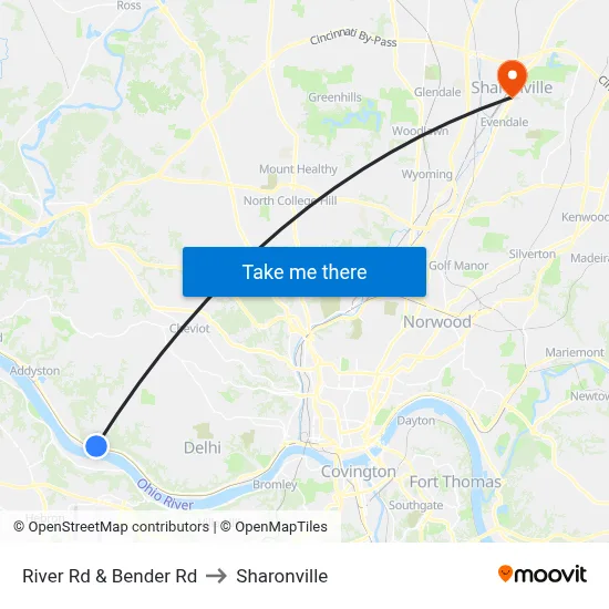 River Rd & Bender Rd to Sharonville map