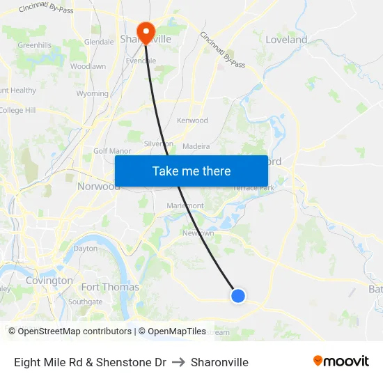 Eight Mile Rd & Shenstone Dr to Sharonville map