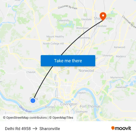 Delhi Rd 4958 to Sharonville map