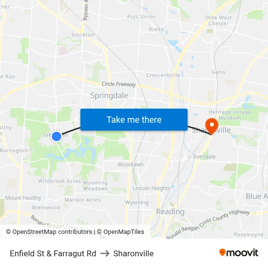 Enfield St & Farragut Rd to Sharonville map