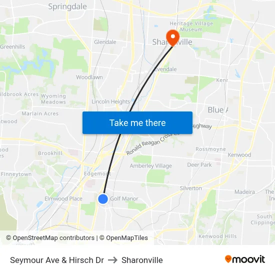Seymour Ave & Hirsch Dr to Sharonville map
