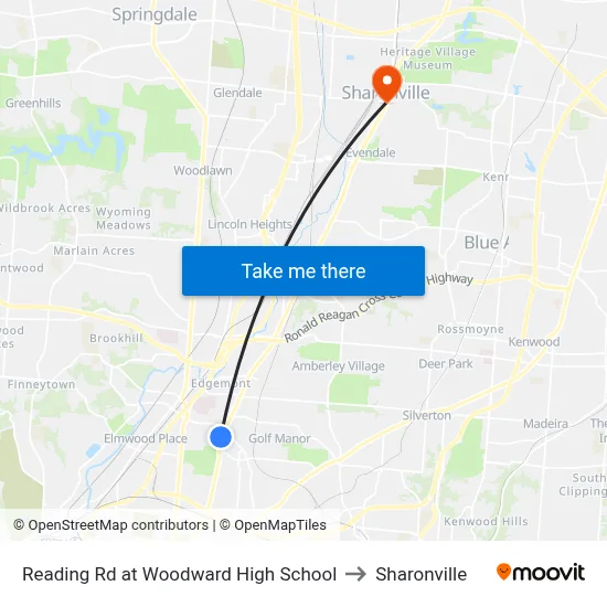 Reading Rd at Woodward High School to Sharonville map