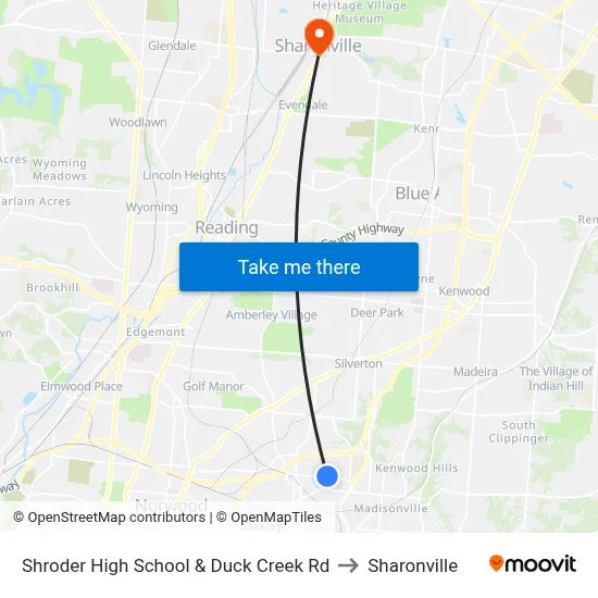 Shroder High School & Duck Creek Rd to Sharonville map
