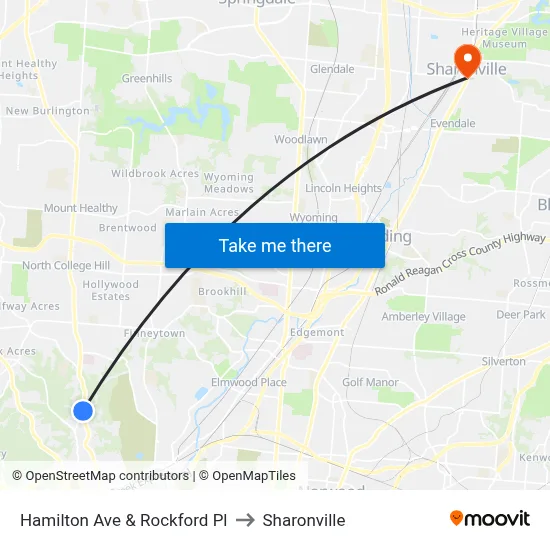 Hamilton Ave & Rockford Pl to Sharonville map