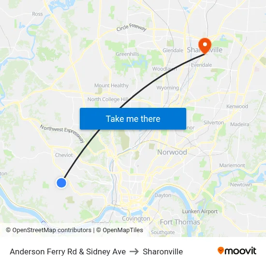 Anderson Ferry Rd & Sidney Ave to Sharonville map