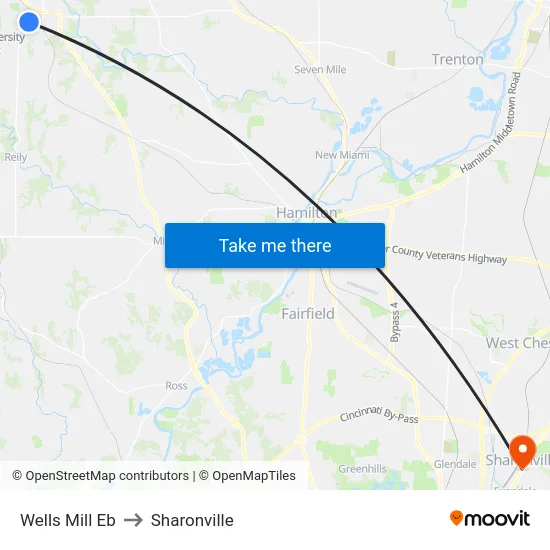 Wells Mill Eb to Sharonville map