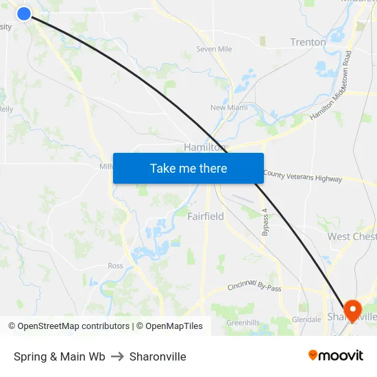 Spring & Main Wb to Sharonville map