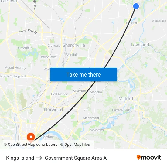 Kings Island to Government Square Area A map