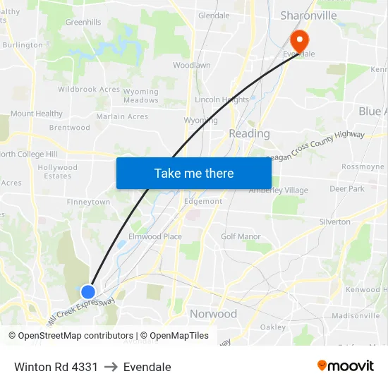 Winton Rd 4331 to Evendale map
