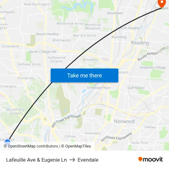 Lafeuille Ave & Eugenie Ln to Evendale map