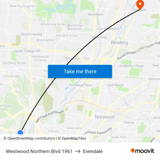 Westwood Northern Blvd 1961 to Evendale map