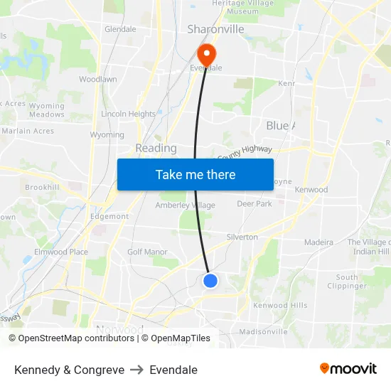 Kennedy & Congreve to Evendale map