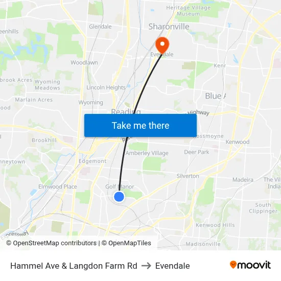 Hammel Ave & Langdon Farm Rd to Evendale map