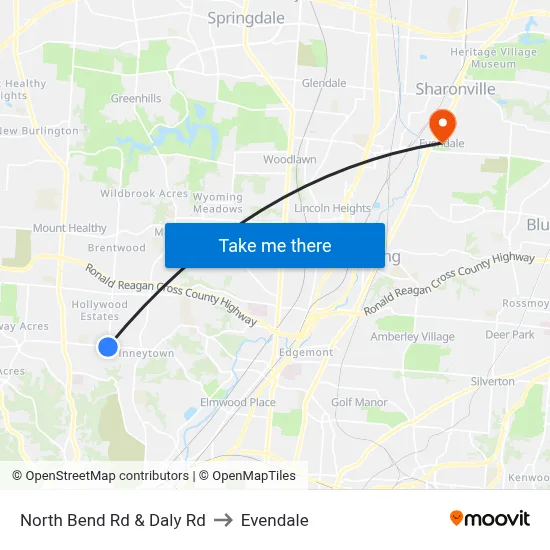 North Bend Rd & Daly Rd to Evendale map