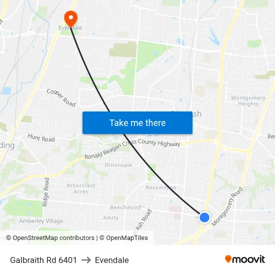 Galbraith Rd 6401 to Evendale map