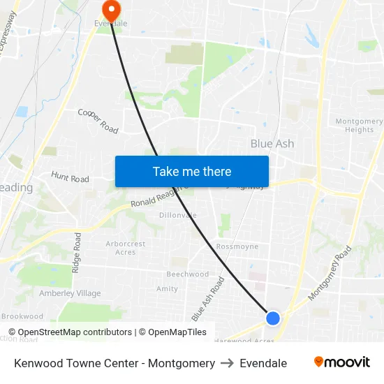 Kenwood Towne Center - Montgomery to Evendale map