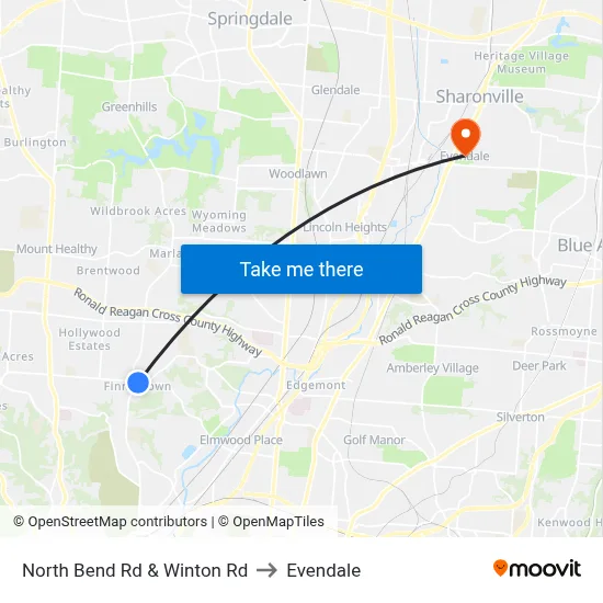 North Bend Rd & Winton Rd to Evendale map