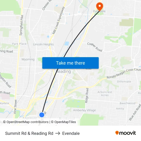 Summit Rd & Reading Rd to Evendale map