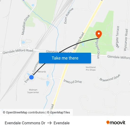 Evendale Commons Dr to Evendale map