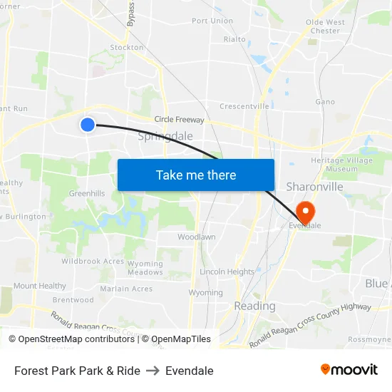 Forest Park Park & Ride to Evendale map