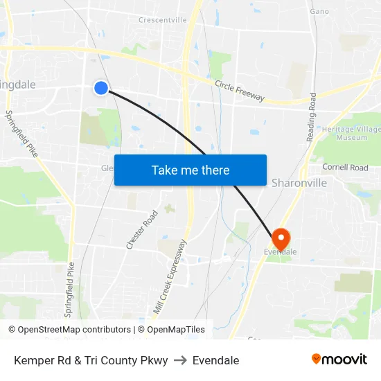 Kemper Rd & Tri County Pkwy to Evendale map